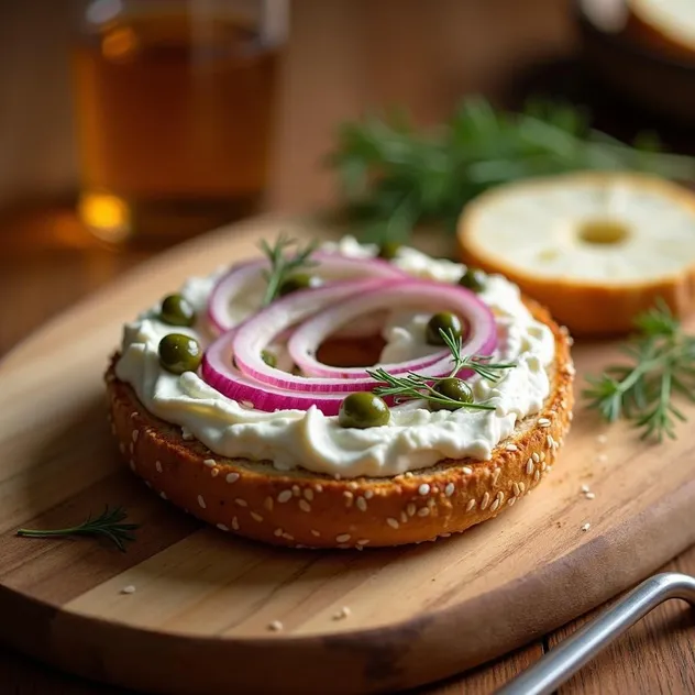 Classic New York-Style Bagel with Cream Cheese