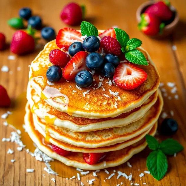 Coconut Flour Pancakes with Fresh Berries