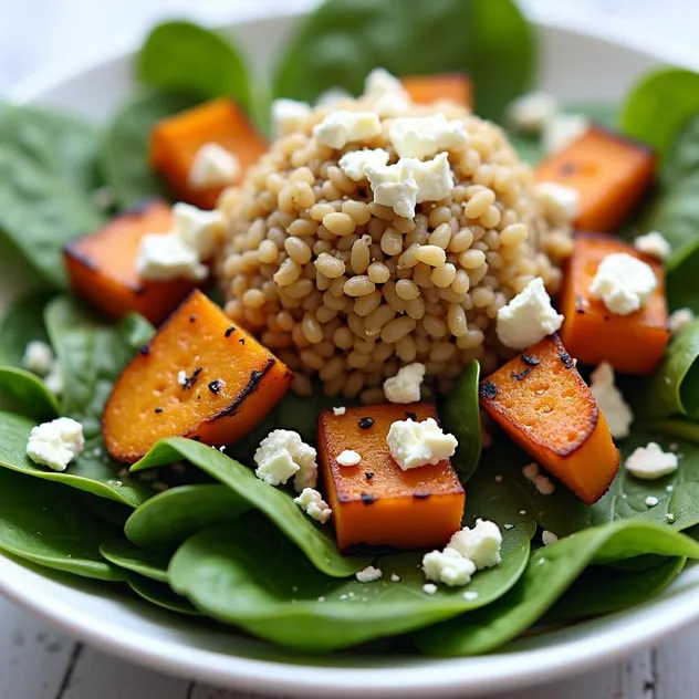 Autumn Farro and Spinach Salad