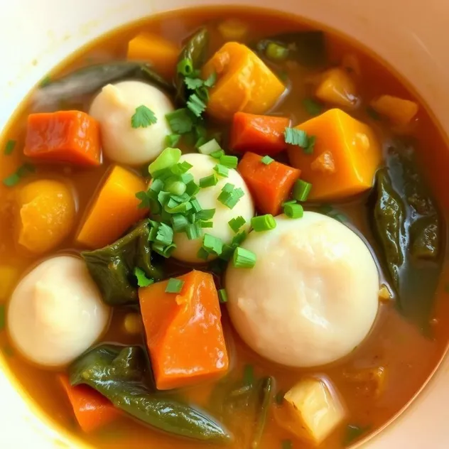 Metemgee with Callaloo and Dumplings