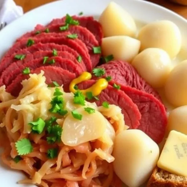 Corned Beef and Cabbage with Boiled Potatoes