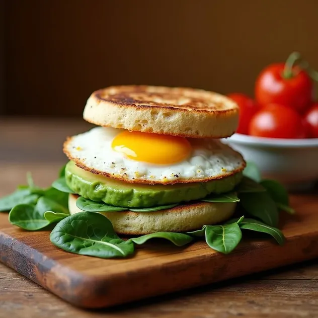 Breakfast Sandwich with Avocado, Egg, and Spinach Recipe