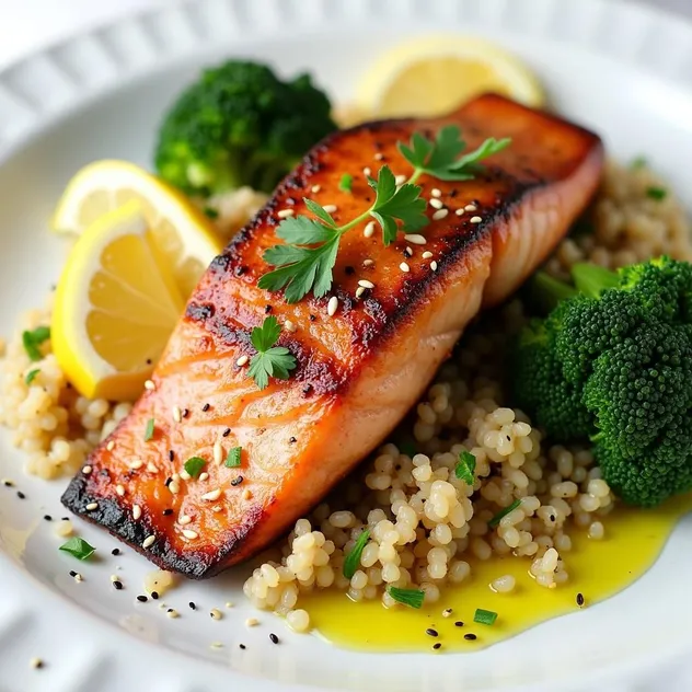 Pan-Seared Salmon with Quinoa and Broccoli