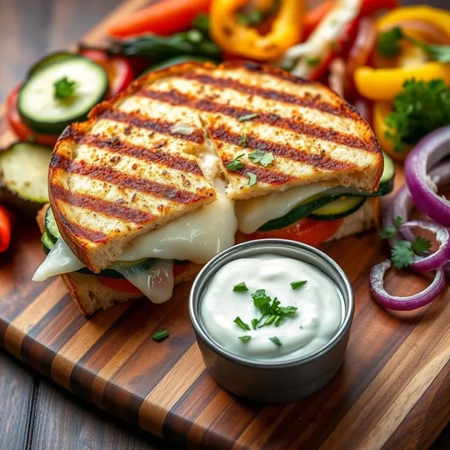 Grilled Vegetable and Gruyere Sandwiches with Caper Mayonnaise