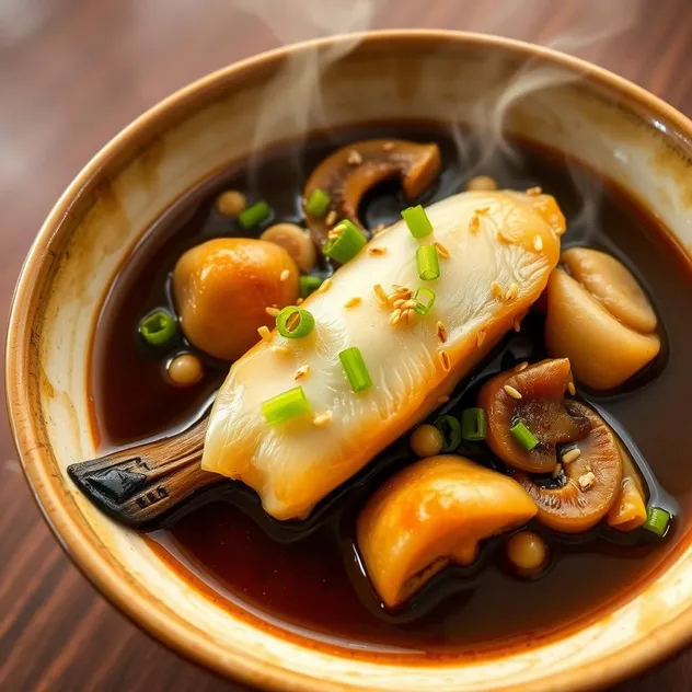 Braised You Bao Xia with Mushrooms and Bamboo Shoots