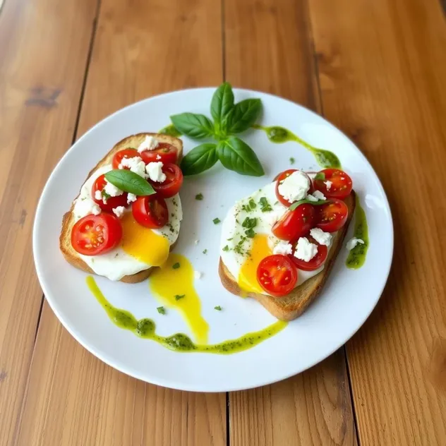 Pesto Eggs with Cherry Tomatoes and Feta