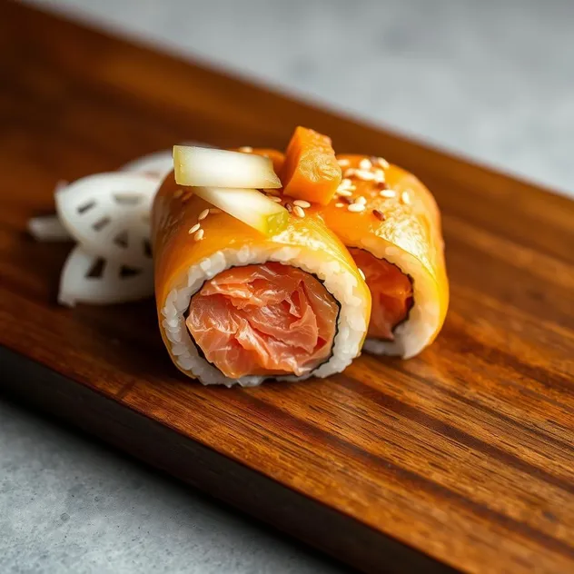 Pan-Seared Salmon Skin Maki Rolls