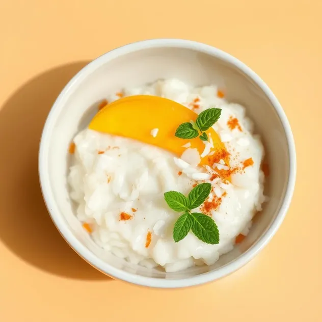 Coconut Milk Rice Pudding with Mango