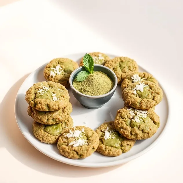 Matcha and Coconut Oatmeal Cookies