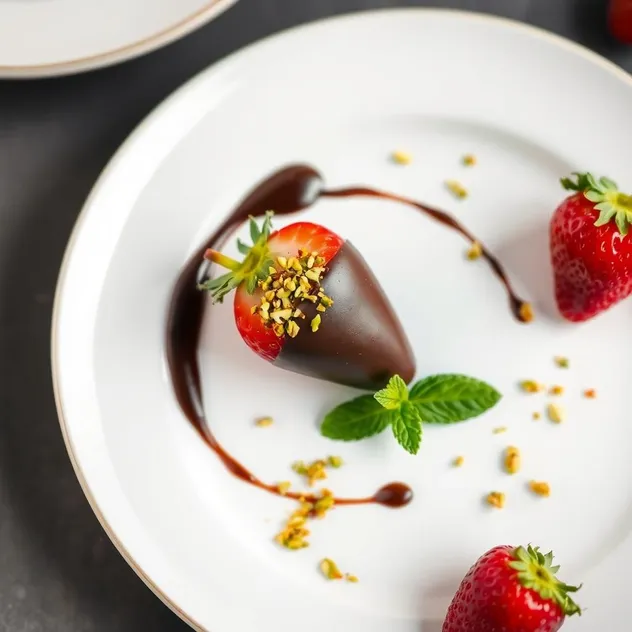 Dark Chocolate Dipped Strawberries with Pistachio Crumble