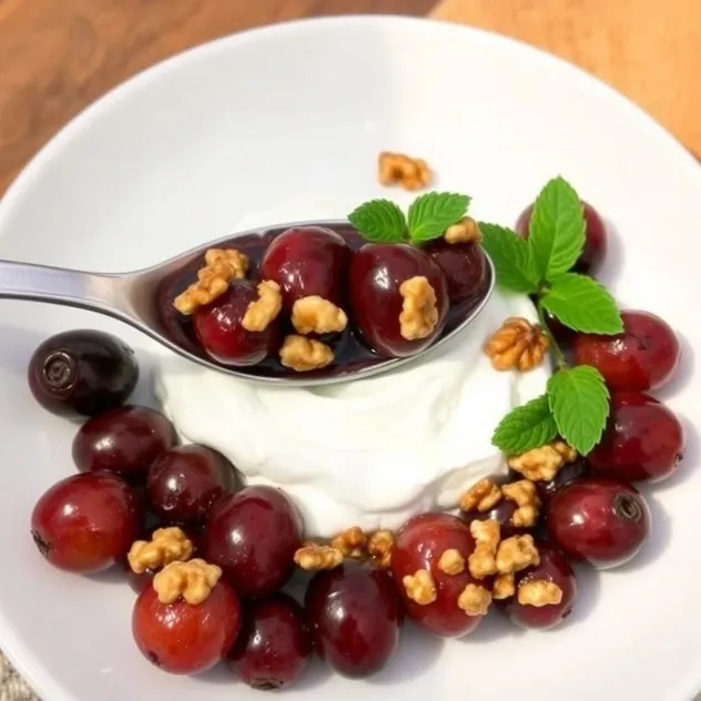 Roasted Grapes with Greek Yogurt and Walnuts