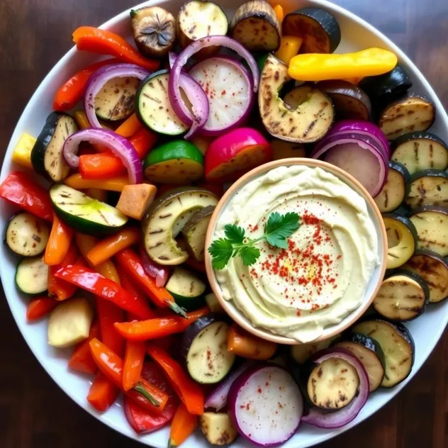 Grilled Vegetable and Hummus Plate