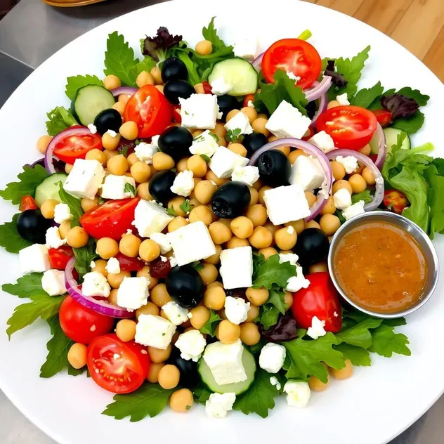 Healthy Greek Salad with Chickpeas