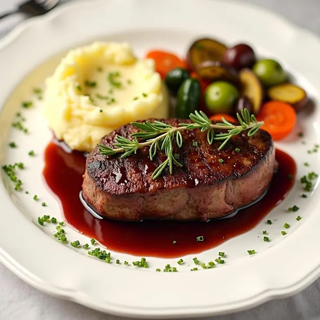 Pan-Seared Chateaubriand with Red Wine Reduction