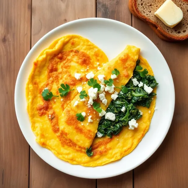 Low-Carb Spinach and Feta Omelette Recipe