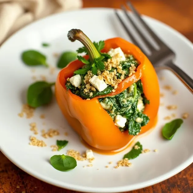 Healthy Spinach and Feta Stuffed Peppers