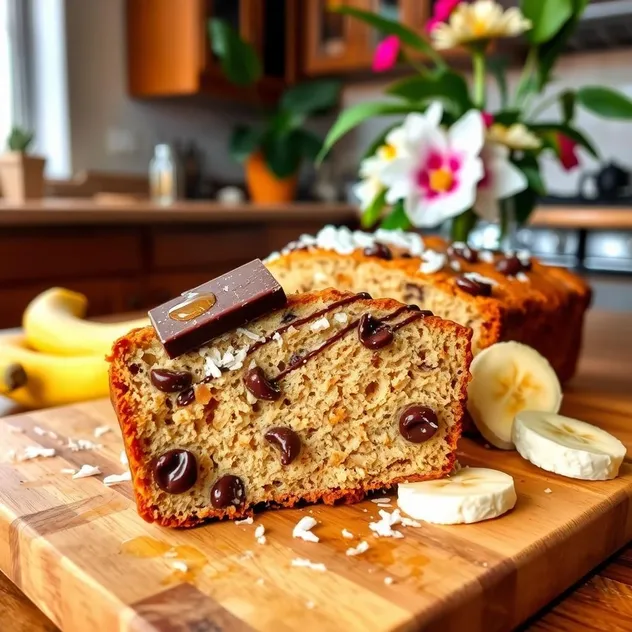 Banana Coconut Chocolate Chip Bread