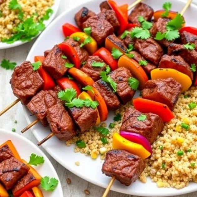 Spicy Beef and Vegetable Kabobs