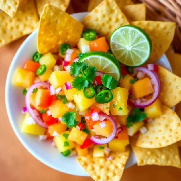 Spicy Pineapple Salsa with Tortilla Chips