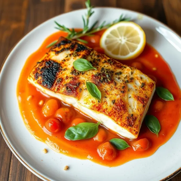 Roasted Cod with Tomato Basil Sauce