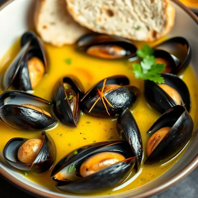 Sautéed Mussels with Saffron Broth