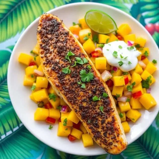 Blackened Swordfish with Mango Salsa