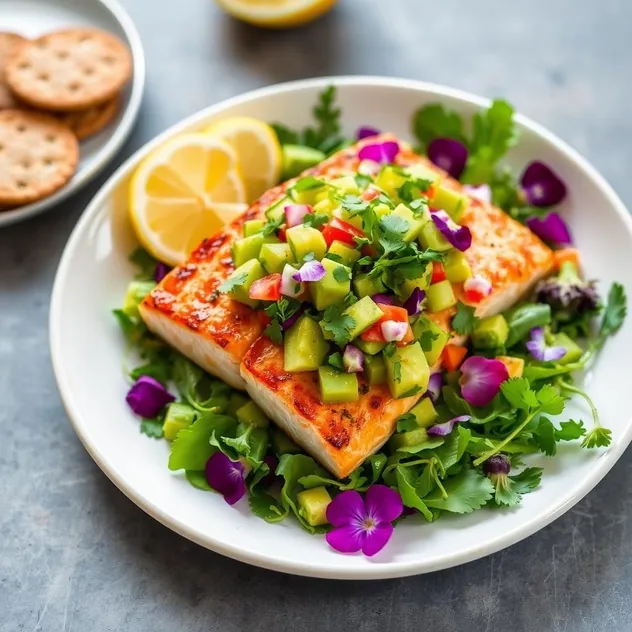 Low-Fat Grilled Salmon with Avocado Salsa