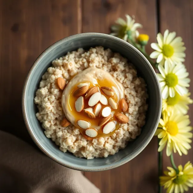 Whole Grain Oatmeal with Almond Butter