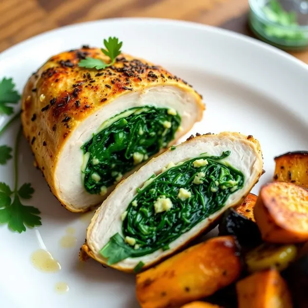 Keto Spinach and Cheese Stuffed Chicken