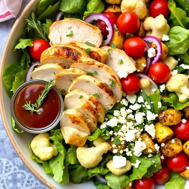 Low-Fat BBQ Chicken and Cauliflower Salad