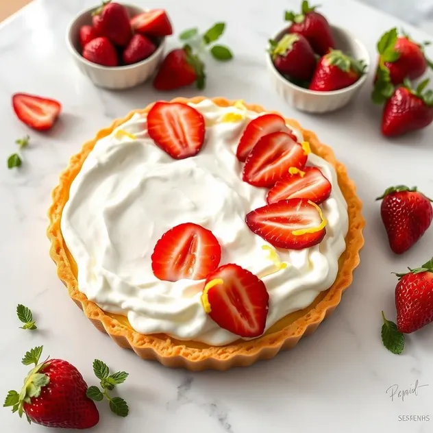 Strawberry Lemon Tart with Cream