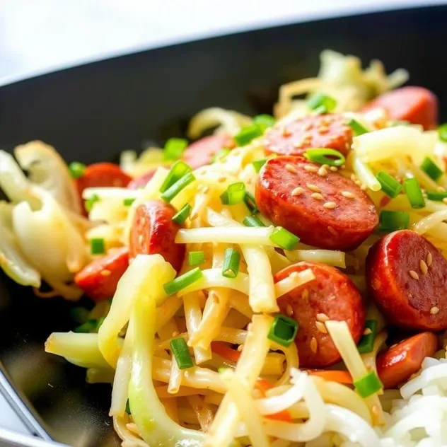 Low-Calorie Cabbage and Sausage Stir-Fry