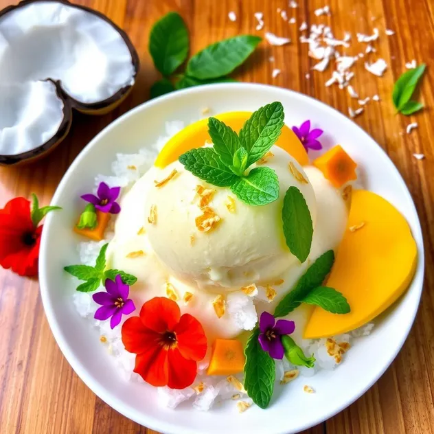 Mango Coconut Sorbet with Mint