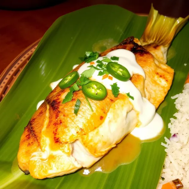 Fish in Banana Leaf with Coconut Marinade