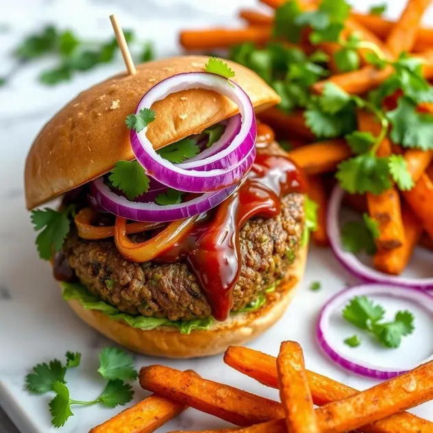 Sweet and Spicy BBQ Lentil Burgers