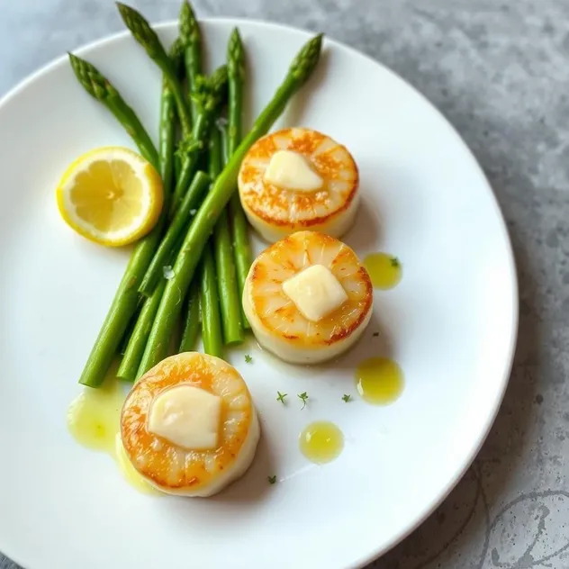 Lemon Butter Scallops with Asparagus